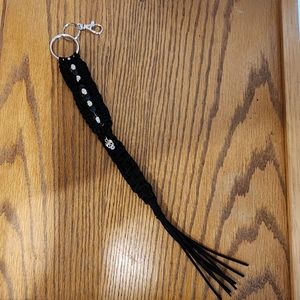 HAND CRAFTED LEATHER LACES WITH SKULL BEADS AND CHARM KEY CHAIN KEY HOLDER